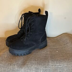 Black Lace-Up Combat Boots